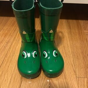 Kids Green Dinosaur Rain Boots